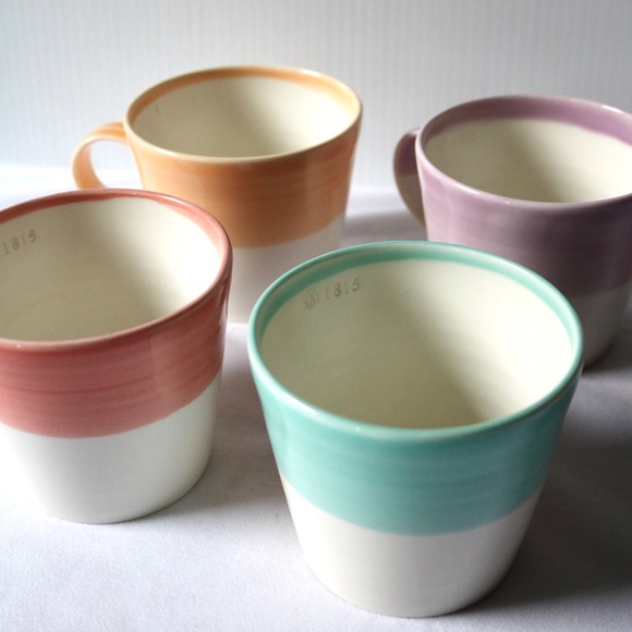 Set of 4 ROYAL DOULTON 1815 Porcelain Coffee Tea Mug Pink Teal Orange Purple - Picture 7 of 7